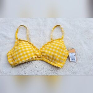 Yellow Checkered Women's Bralette Swim Top Size 4-6